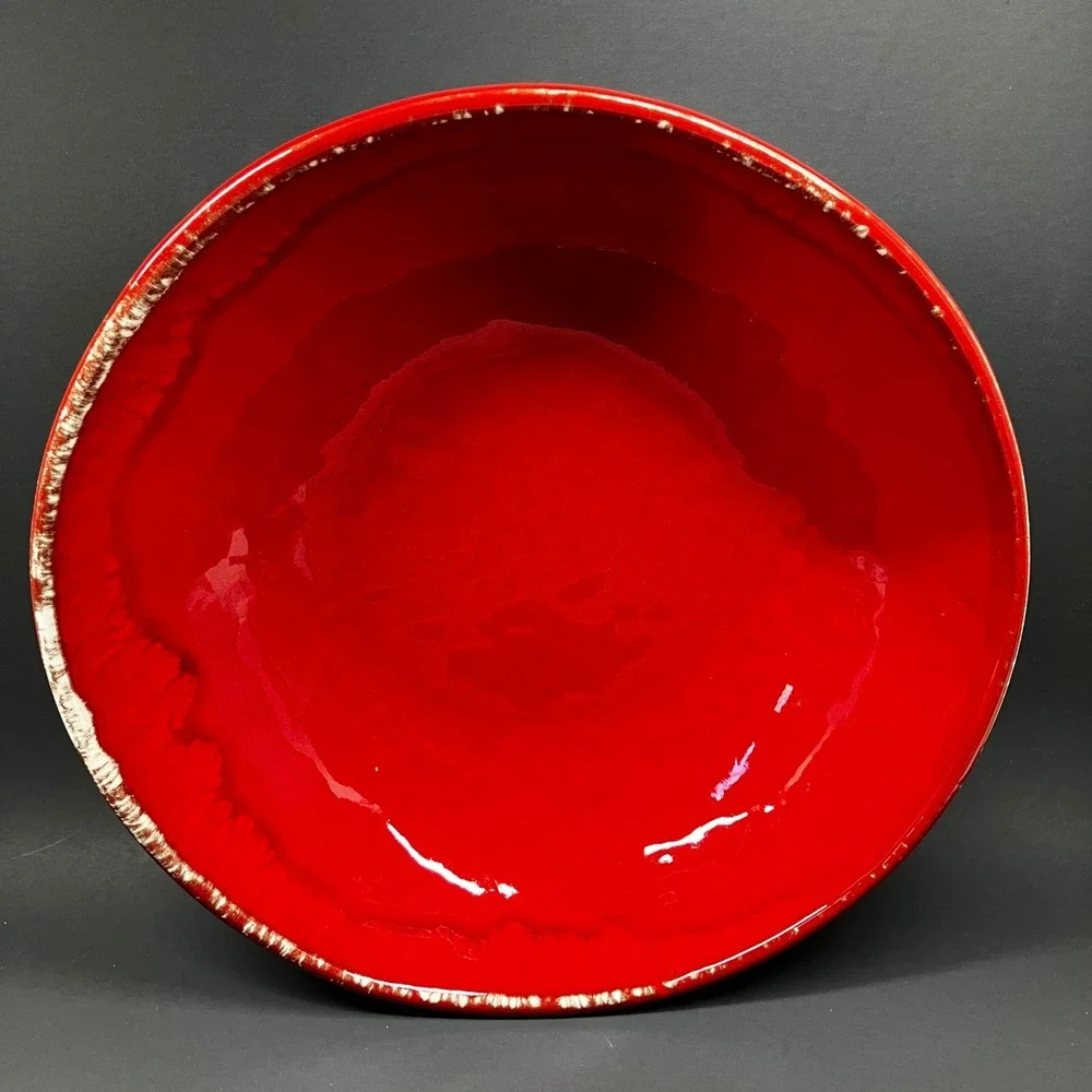 Umbriaverde Ceramiche Serving Bowl 12in Red Handmade Italy Large Centerpiece